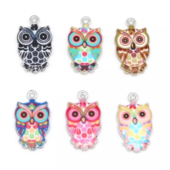 ❤️ 5 for $15 Bright Owl Pendant Zinc Alloy Enamel - Picture 4 of 7